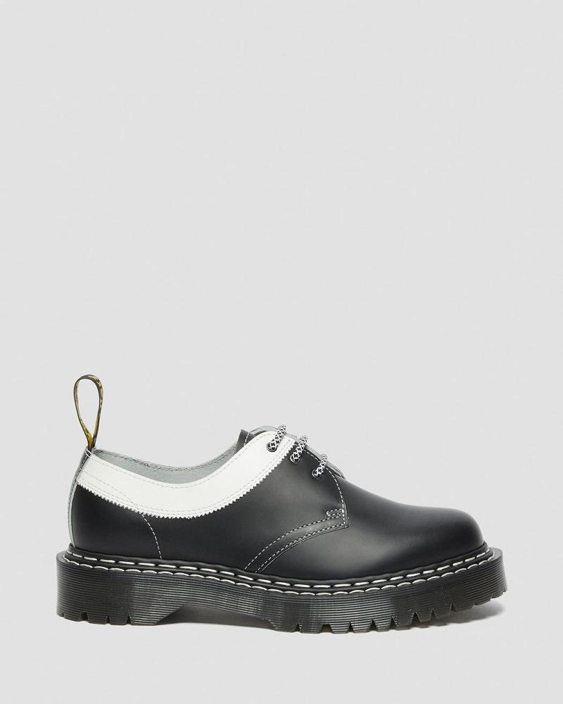 Dr Martens 1461 Bex Smooth Contrast Læder Oxford Sko Dame Sort Hvide | DK 340AHK